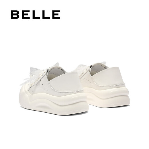 Belle (Belle) Zapatos de tablero de dos puertas para mujeres 2025 Autumn New Bow Bow Bow Soled Highed Casual Shoes B2629cm5 Off-White 38 (240 mm)