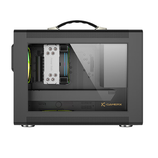 Unknown Player P60 Portable MATX Compact MINI Desktop Small Chassis Glass Side Transparent ITX Desktop TypeC Gaming Mini Computer Chassis P60 Chassis - Black + Prism 4pro Fans 3 pcs 2 positive 1 reverse