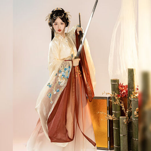 
Biaoge Hanfu Chinese Style Women's Clothing Set 2025 New National Style Awards [Lan Yao] Ancient Costume Wei and Jin Dynasties, Lumbar + Outer + Skirt + Waist Chain Blue, Single Size 80-140Jin [Jin equals 0.5 kg]