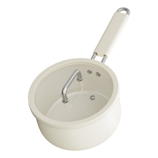 Laish New Ceramic Milk Pot 0 Fluorine Coated Non-stick Baby Food Pot One-person Instant Noodle Pot Universal Stovetop Milk Pot Ceramic White Milk Pot + Tempered Lid 20cm