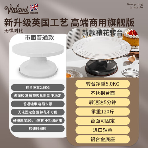 Vinland British decorating table baking cake tray decorating turntable tool birthday 12-inch plate wiper turntable rotating commercial 12-inch black luxury turntable + silicone anti-slip mat