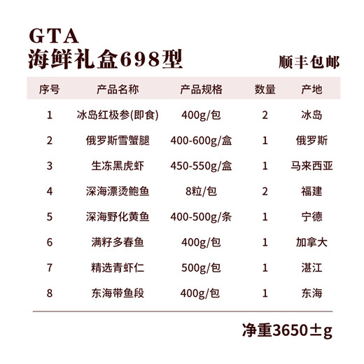 拾鲜生 海鲜套餐GAT698型 3650g