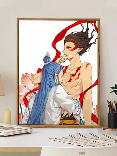 Yonghuan 2025 new Nezha 2: Demonic Child's Dahai Digital Oil Painting Ao Bing Hand-painted Filling and Coloring High-Precise Painting LL12127 Acrylic Painting + Professional Oil Canvas + Multiple