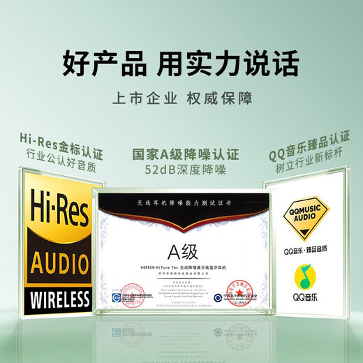 Green Link Bluetooth Headset T6s In-Ear -52dB Deep Noise Reduction Headset Gold Label Certified Space Sound Sports Game Wireless Headset Suitable for Apple Huawei Xiaomi Gift