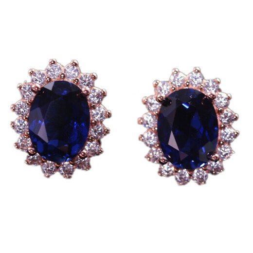 Shaoyu Tanzanite sapphire tanzanite earrings for women sterling silver plated 18K gold Princess Diana diamond temperament hypoallergenic earrings versatile white gold / 1 pair