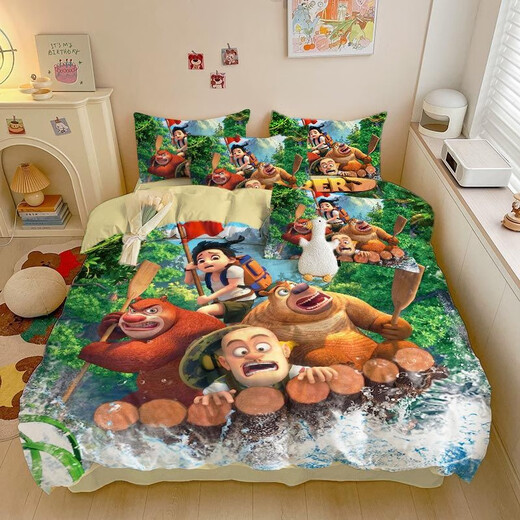 Cartoon All-Cotton Bears Bears apparaissant dans les enfants, garçons et filles en trois pièces Dormitory Dormitory Four Set personnalisable 3891V Single Quilt Cover (220240cm)