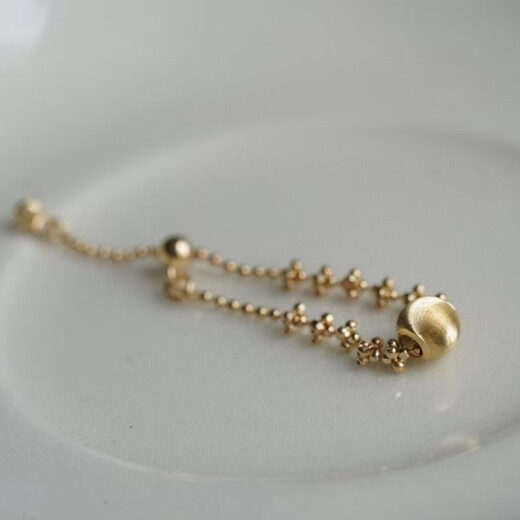 Pu Li 18k gold cat eye beads gold beads fairy chain soft ring women pull sweet small ring high-end versatile ring