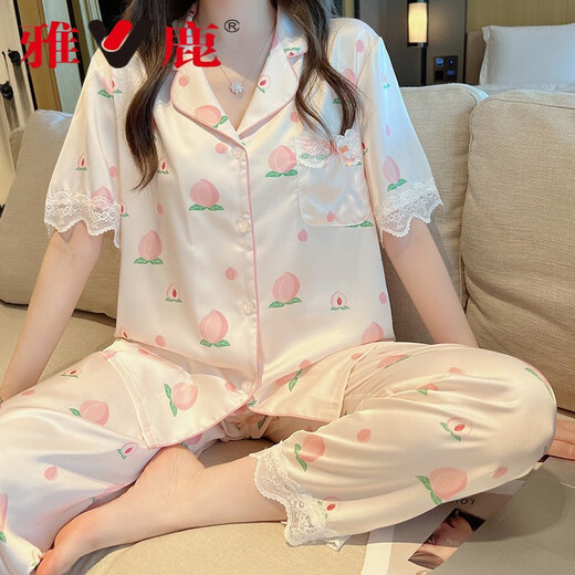 Yalu [Dólar dulce] Pajama de ropa de casa pequeña para mujeres Traje de verano delgado Seda de agua fría delgada pantalones de manga corta Yfy-9905 [pantalones de manga corta] M [recomendado 80-100Jin [Jin equivale a 0,5 kg]]]
