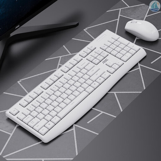 AOCKM220无线省电键盘鼠标套装笔记本台式电脑商务办公游戏通用 白色