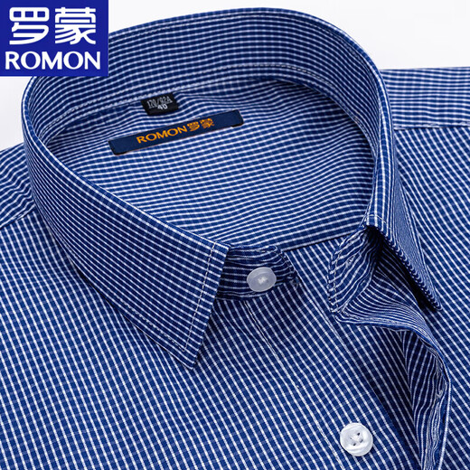 Romon Pure Cotton Plaid Langarmed Hemd für Herrengeschäft Casual Professional Clothing für Frühlings- und Herbst-vielseitiges Bügelhemd für mittlere und junge Menschen 6627 40 empfohlen 130-140jin [Jin gleich 0,5 kg]