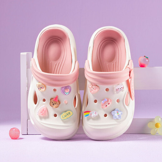 
SNOOPY Snoopy Children's Shoes Children's Hole Shoes Boys Soft Sole Lightweight Sandals Girls Garden Shoes 1107 White Powder 34