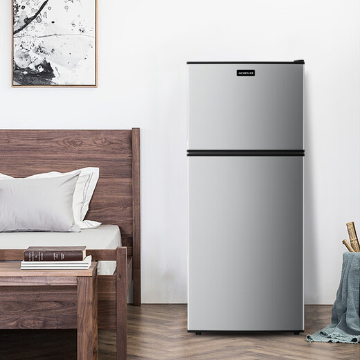 AICHEN small refrigerator mini small household refrigeration and freezing dual-purpose dormitory rental double-door office refrigerator energy saving first-class energy efficiency 56CK128 silver about one kilowatt hour in four days