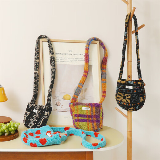 Koreanischer Ins-Stil, Herbst und Winter, neue Sherpa-Beuteltasche mit Leopardenmuster, Schulter-Umhängetasche, Münze, Handytasche, grauer Leopardenmuster, kleiner Eimer / kleine Größe