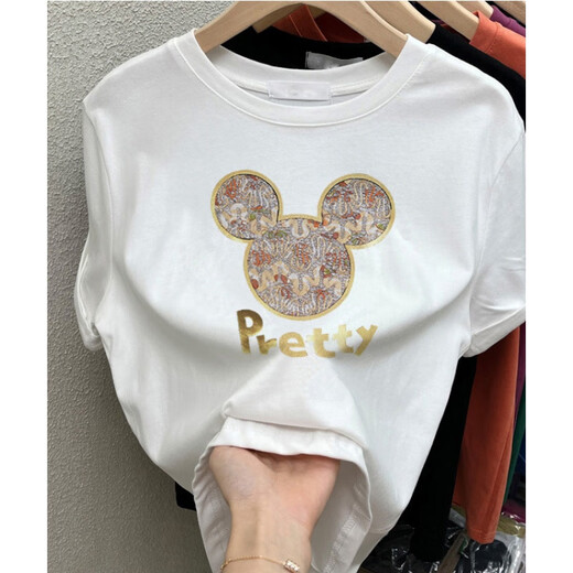 
Ziweiqi 2025 winter new style front shoulder hair hair large size women's cotton short-sleeved T-shirt for women to look slim and belly-covering top base shirt regular T4-Clay-3937 S suitable for 80-100Jin [Jin equals 0.5 kg]
