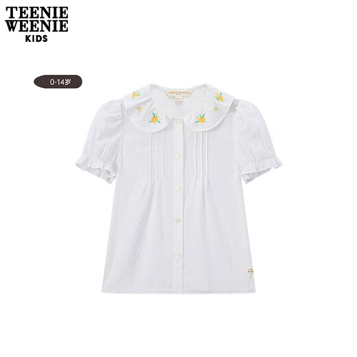 Teenie Weenie Kids 25 Summer Girls Baby Doll Collar Puff Sleeve Shirt Ivory 120cm