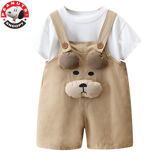 Snoopy (Snoopy) Trap de correa para niños y niñas Summer nuevo para niños Fashion Fashion Summer Fashion Set de dos piezas de dos piezas Fashion Lindo cachorro de manga corta Black T 80 cm