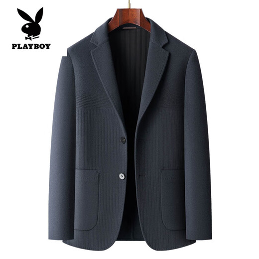 Playboy (PLAYBOY) high-end wool double-sided woolen suit men's middle-aged dad winter suit coat short woolen jacket blue gray XL 180
