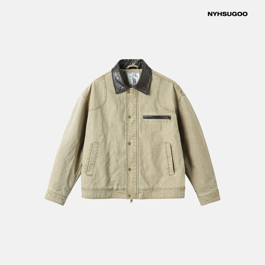 NANYI NHSUGOO / 3527 Spring Men's New Retro Workwear Detroit Jacket polyvalent courte et large veste gris foncé xl 151-170jin [Jin est égal à 0,5 kg]