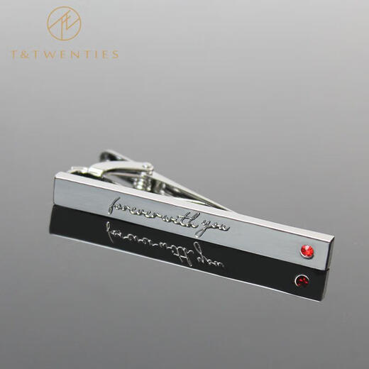 T&TwentiesForeverwithyou男士商务领带夹男款结婚领带夹子固定扣领夹呔夹 【领带夹+8cm宽黑色真丝领带】AS