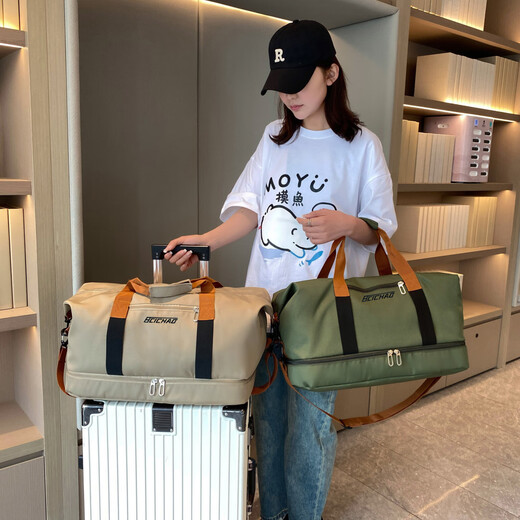 奉希旅行包可套拉杆箱学生大容量行李包收纳健身包短途轻便手提包 黑色
