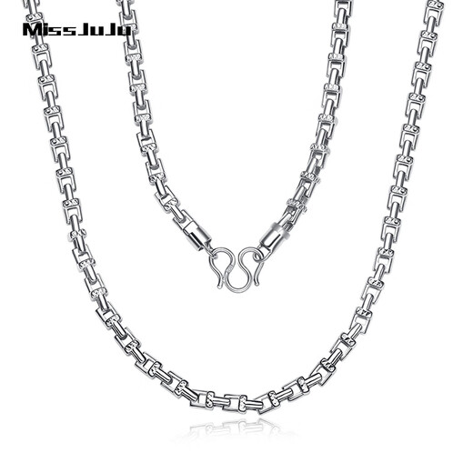Miss JuJu pt950 platinum necklace men's high-quality platinum square dense card chain shiny car flower trendy men's plain chain All Specifications are based on the actual weight and the amount will be refunded if the amount is less.