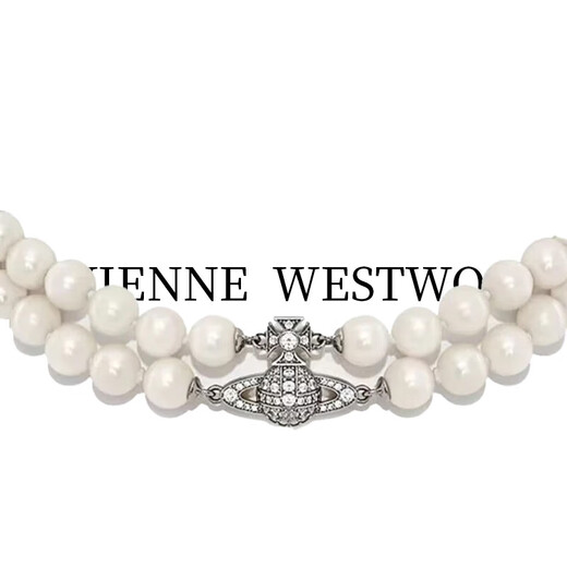 Vivienne Westwood is purchasing ready-made Western Queen Mother Saturn double-layered pearl magnetic buckle necklace, light luxury necklace as a Chinese Valentine's Day gift for girlfriend, wife, mother, silver double row