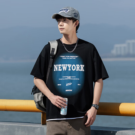 Langer Taozi-Eis Silk Kühle Kurzärärt-T-Shirt-Männer Sommerbrief drucken halbärmelige Männer loser Top Teenager Sorona T-Shirt 9904 Weiß 2xl (ca. 150-170jin [Jin gleich 0,5 kg] tragbar)