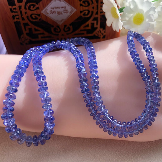 Kawamori Light Blue Purple Tanzanite Beads Necklace Bracelet Smooth Faceted Elegant Temperament Complements Skin Color Women Fanta Stone Moonlight 925 Silver Special Tanzanite Faceted Bracelet 3.0