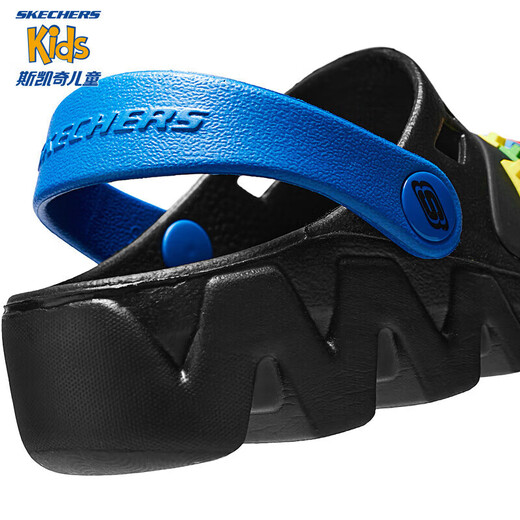 Skecher 2024 summer new style shopping mall same style as children's one-foot kicking hole shoes for boys' beach shoes black/multi-color/BKMT 28.5