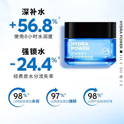 欧莱雅男士水能强润霜50ml补水保湿抗皱紧致润肤乳液面霜护肤品男朋友