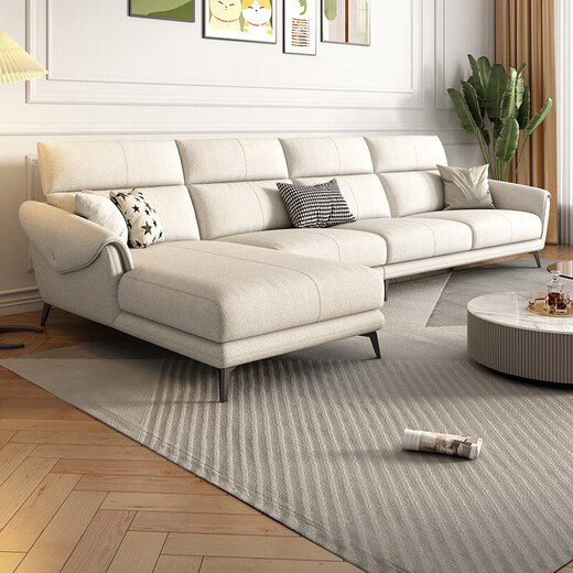 
Disney fabric sofa Italian light luxury cotton and linen small apartments in a straight row multi-person combination soft package living room furniture Y753# 2.2 meters three-person seat [Cotton and linen] down + sponge