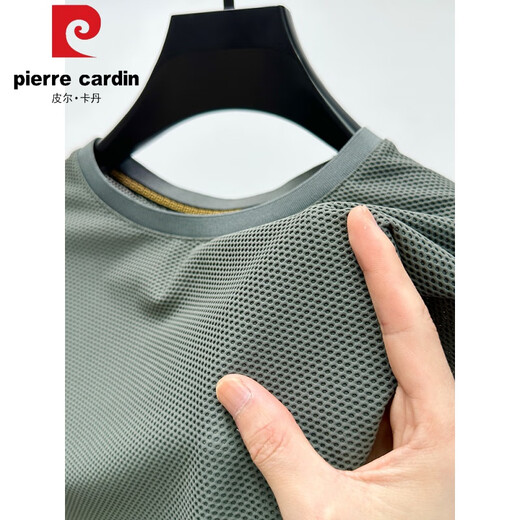 Pier Cardin Ice Silk Mesh T-Shirt Herren kurzärmelige runde Hals Sommer Eissensen atmungsaktives schweißabsorbierend