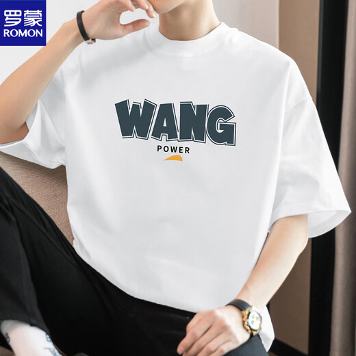 Romon (Romon) 260G American Heavy Wickweight Pure Cotton Kurzärmer T-Shirt Herren Sommer Neues Rundhals T-Shirt Trendy Lose Baumwoll halbärmelte M09-T686 Black S [80-100jin [Jin gleich 0,5 kg]]]