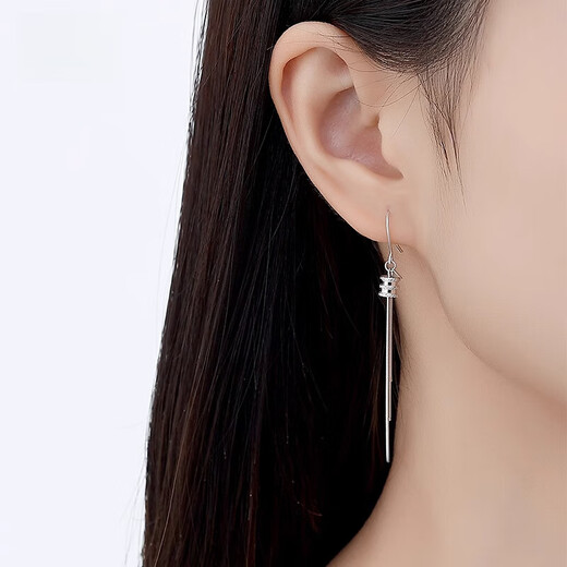 QIANSHU pt950 platinum tassel snake bone earrings fashionable platinum small waist ear hook versatile earrings one pair 3.1-3.3 grams