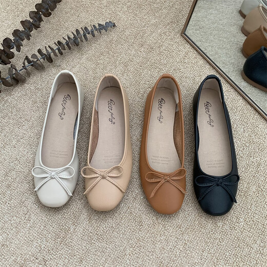Belle Tread Bow Square Toe Light Mouth Shower para mujeres zapatos de cucharada plana plana Tacón plano Ballet Ballet Ballet Zapatos de boda Cómodos Mujeres embarazadas Four Seasons Single Zapatos para mujeres 2025 Summer NUEVO 683-4 Patente de cuero Light Blue 39
