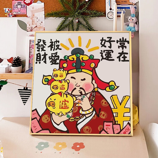 Liebe lila sieben Gott des Reichtums Neues chinesisches digitales Ölgemälde DIY Füllung färbliche handgemalte Ölgemälde Wohnzimmer Dekoration Gemälde Hängende Malerei 15242