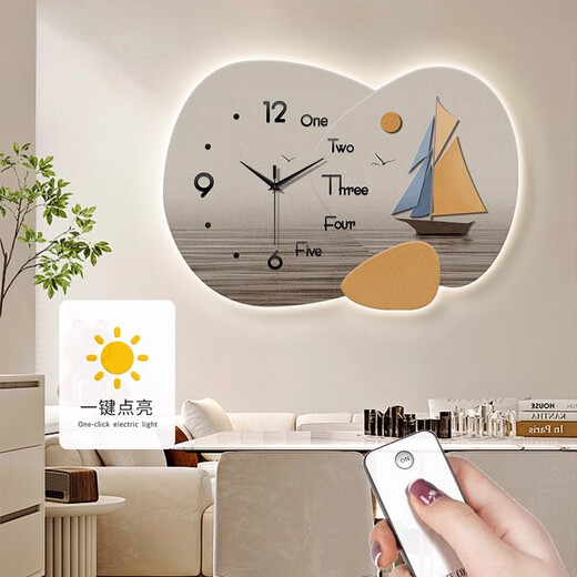 Xiaoxiao Malerei Uhr, Yifan, Uhr, Wanduhr, Wohnzimmer, Haushalt, stiller ewiger Kalender, Uhr, Wand, kreativer Kunst -Wandleuchten, Malerei, PD4865 [Upgrade -Datum + Temperatur] 20 Zoll 50*35 cm regulärer läherlicher Stil