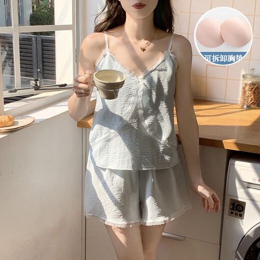 COLORFUL GEMS夏季云朵棉带胸垫吊带睡衣甜美可外穿家居服广州十三行 JDX-967#【蓝色】 170 M