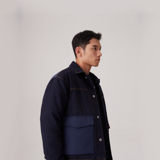 Levi's李维斯情侣同款美式复古防寒保暖立领羽绒服牛仔外套七夕礼遇 蓝色 XL