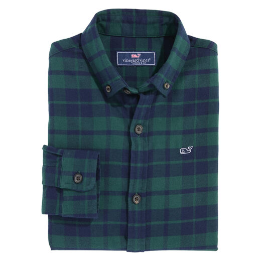 Vineyard vines boys plaid flannel shirt, Charleston Green Charleston Green X-Large