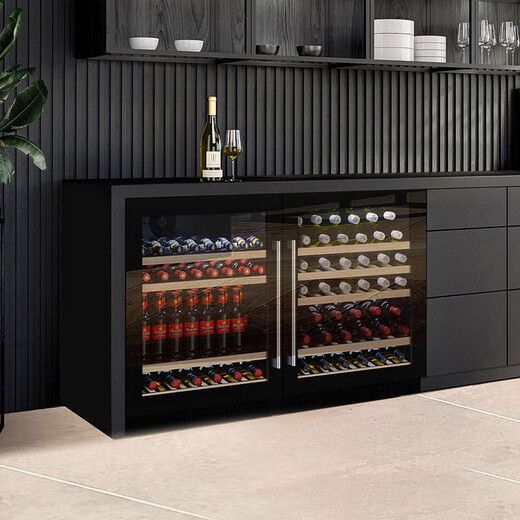 DBERLAN 40-piece under-counter embedded wine cabinet, constant-temperature wine cabinet, beverage cabinet, tea refrigerated cabinet, built-in wall for home use, high-end vacuum door-electric door, dual temperature, 46 pieces (scheduled period of 35 days) 46 bottles