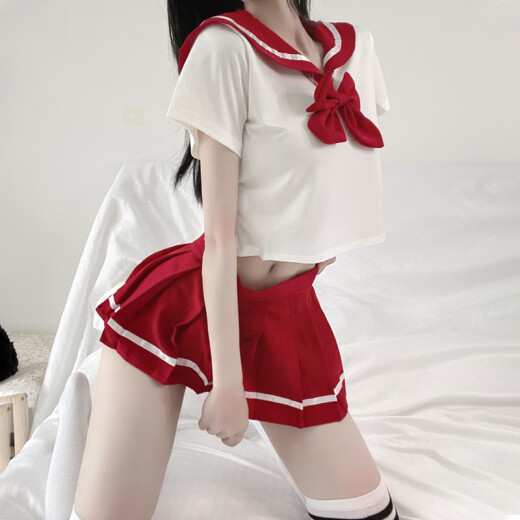 水手服校园JK制服诱惑性感免脱睡衣服激情午夜魅力套装cr 黑色JK制服+9756_镂空连体网衣裙 均码_80-125
