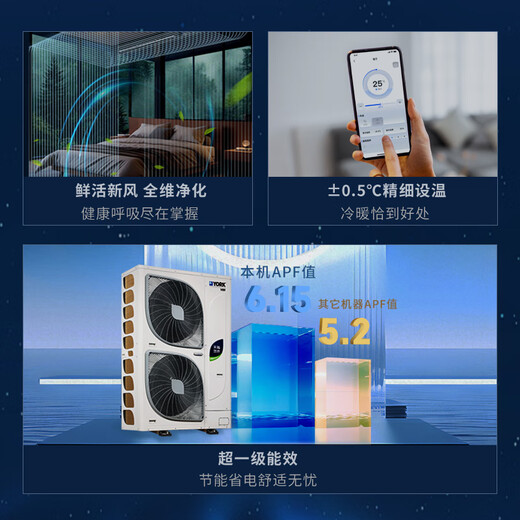 YORK VRF floor heating central air conditioning, 0 yuan reservation for free door-to-door survey, multi-split YES-RM integrated Tianfu, ground and water two-way supply, 6 horses, one to five, new first-class energy efficiency, R series, 3 horses, York RM series, refined type of Tianfluorine, ground water, one to one