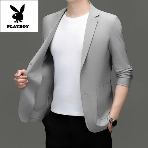 Playboy (playboy) Ice Suit Suit NOUVEAU MEN'S NOUVEAU Été décontracté et veste de costume de fer à la mode mince simple LUMBRE TOP NOIR 4XL 195