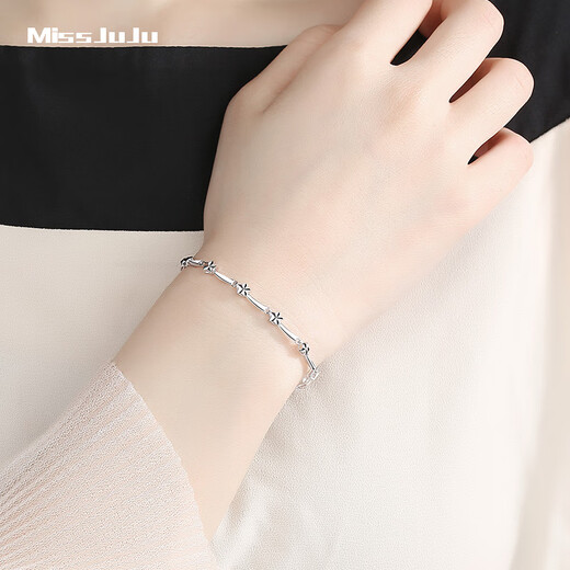 Miss JuJu pt950 platinum star bracelet for women, fashionable platinum star shining bracelet for wife, weight 6.2-6.4 grams, length 16+2cm