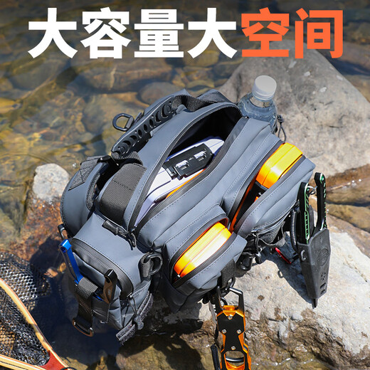 Camper Lure Bag Waterproof Crossbody Bag Multifunctional Waist Bag Shoulder Backpack Fishing Gear Bag Rod Bag Storage Bag Knight Black - Waist Bag Naked Bag + Bait Box