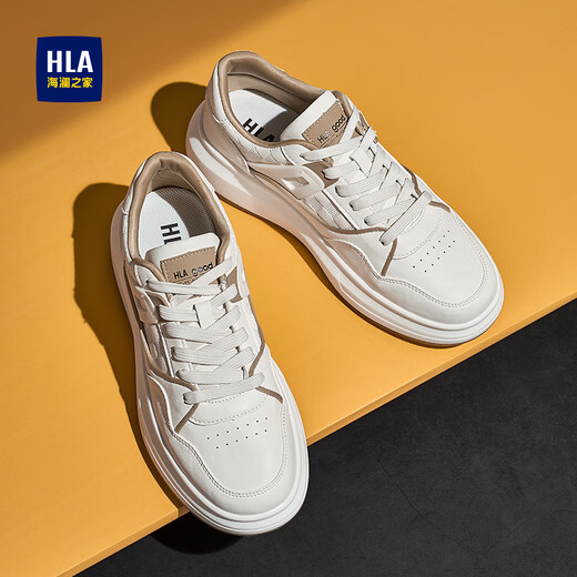 Hai Lan House HLA men's shoes breathable casual sneakers heightening white shoes men HAABXM2DFH181 white apricot 42