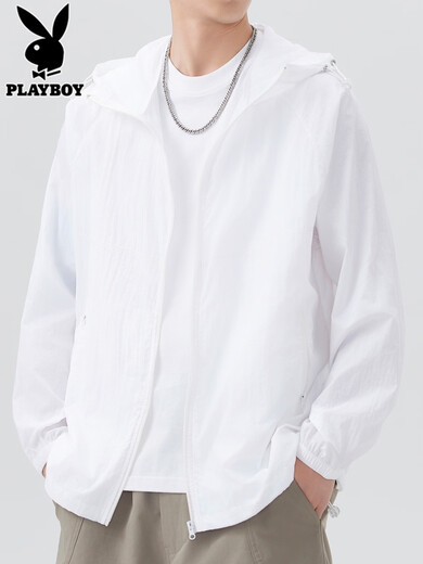 Playboy sun protection clothing for men UV protection 2025 new summer ice silk fishing clothing sun protection clothing thin jacket 7731 mist gray XL