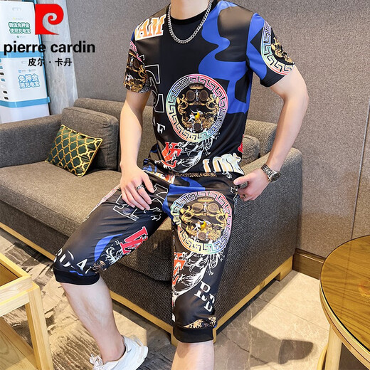Pierre cardin brand short-sleeved men's clothing 2025 summer trendy brand trendy high-end quick-drying T-shirt for men's outfits a complete set of handsome T 829 khaki suit M suitable for 85-105Jin [Jin equals 0.5 kg]