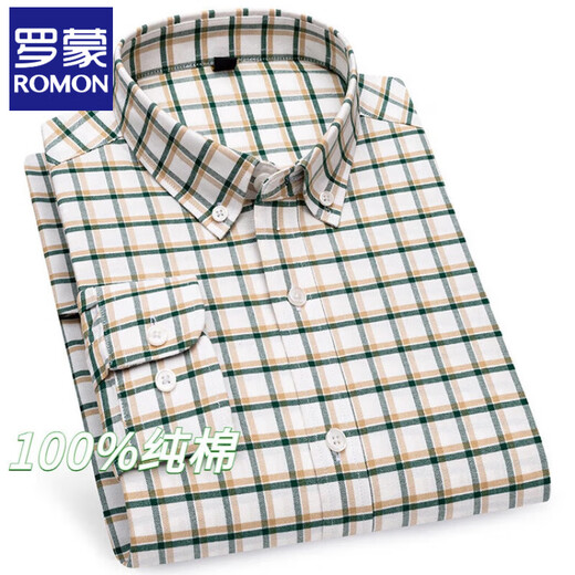 ROMON 2025 Spring and Autumn 100% Cotton Plaid Shirt Men's Short Sleeve Middle-aged and Young Casual Loose Pure Cotton Fur-Woven Genuine Shirt 691 Pink 48 -170